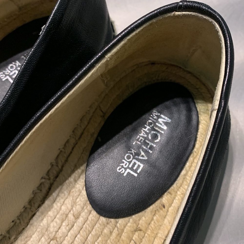 Michael Kors Black & Silver Floral Espadrille Size 8 1/2 - Picture 8 of 11